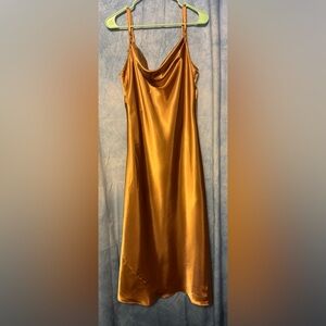 Elegant Satin Slip Dress in Gold